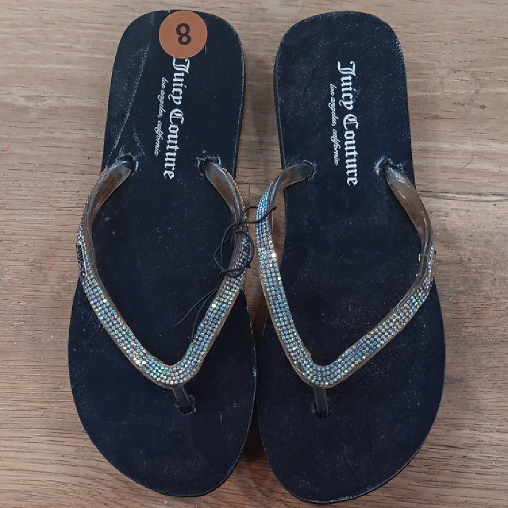Juicy Couture Black Sandals with Silver Straps